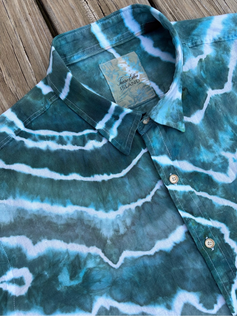 Tasso Elba Ice Dye Button-Down Linen Shirt